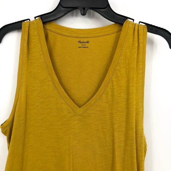 MADEWELL Women Whisper Cotton V Neck Tank Small Mustard Yellow NWOT - Picture 3 of 8